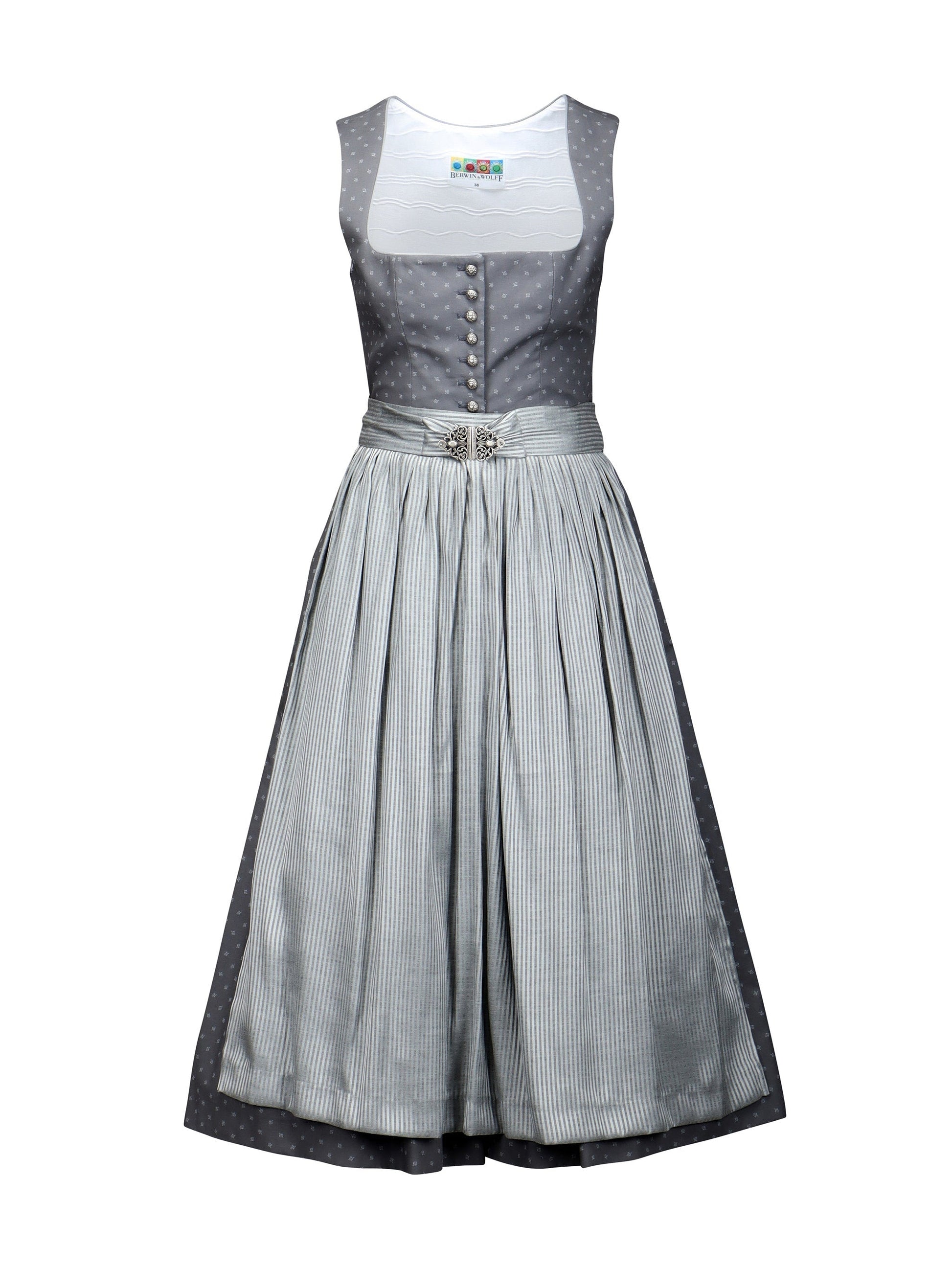 Dirndl with striped apron and clasp