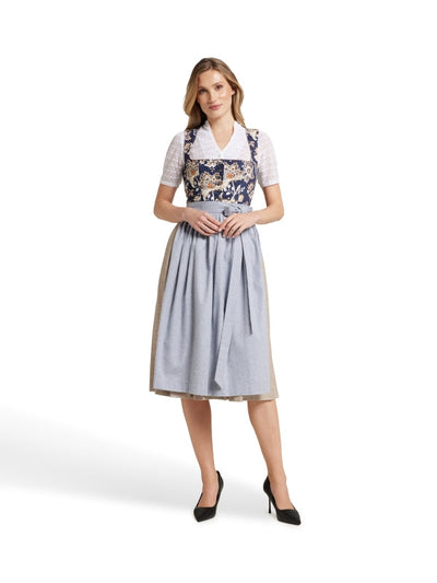 Berwin Long Dirndl 2pcs. 75cm "Kirsten" floral blue