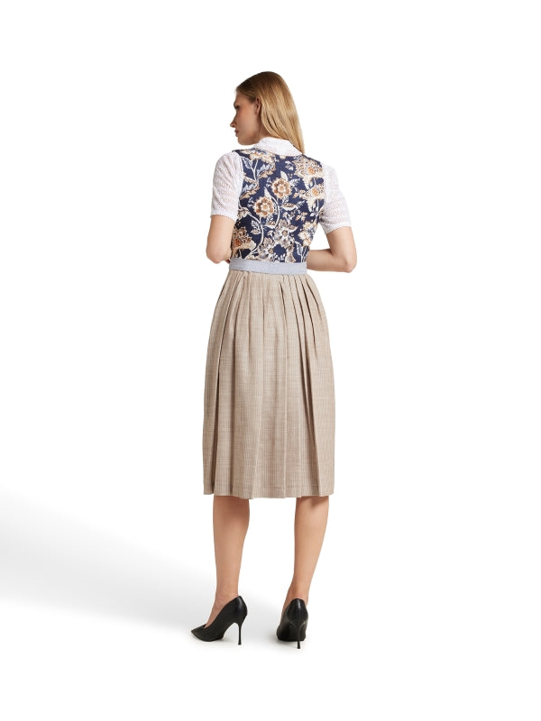 Berwin Long Dirndl 2pcs. 75cm "Kirsten" floral blue