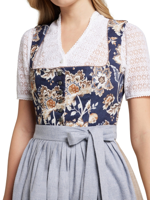 Berwin Long Dirndl 2pcs. 75cm "Kirsten" floral blue