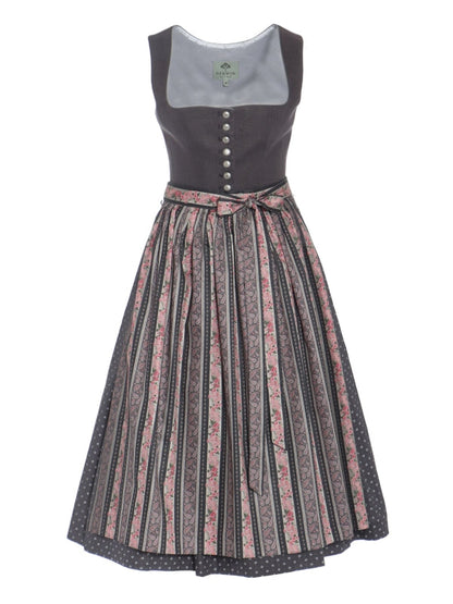Berwin Midi Dirndl 2pcs. 65cm "Vivi" anthracite (size 38)