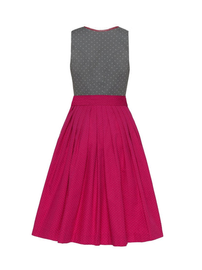 Berwin Long Dirndl 2pcs. 75cm "Nina" Gray/Red (34,36,42,50)