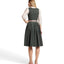 Berwin Long Dirndl 2pcs 70cm "Elsbeth" in olive with traditional print fabric and pleated skirt.