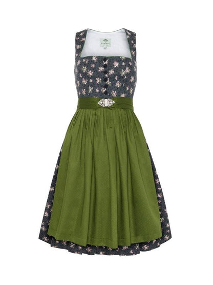 Berwin Midi Dirndl 2pcs. 60cm "Ottilie" anthracite (size 38,44)
