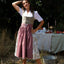 Dirndl with paisley skirt and frog mouth