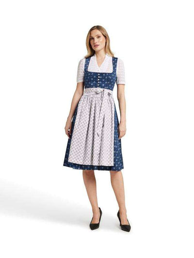 Berwin Long Dirndl 2pcs. 70cm "Bella" blue/floral