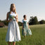 Blue print dirndl with herringbone skirt