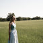 Blue print dirndl with herringbone skirt