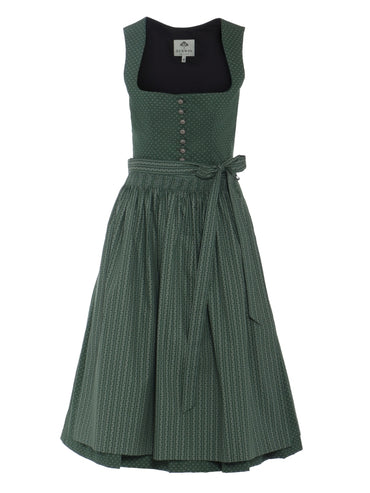 Berwin "Theresa" Dirndl in Fir Green — 75 cm (with Striped Apron)
