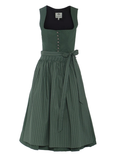 Berwin "Theresa" Dirndl in Fir Green — 75 cm (with Striped Apron)