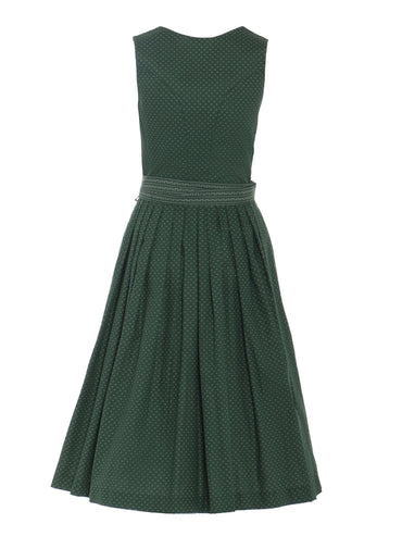 Berwin "Theresa" Dirndl in Fir Green — 75 cm (with Striped Apron)