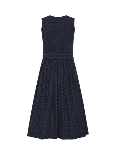 Berwin "Theresa" Dirndl in Navy Blue — 75 cm (with Striped Apron)