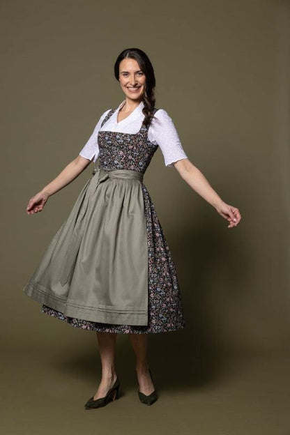 Berwin Long Dirndl 2pcs. 75cm "Jule" olive green (34,44,48 USA stock)