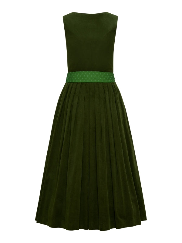 Berwin Corduroy Dirndl 2pcs. 80cm "Renate" green
