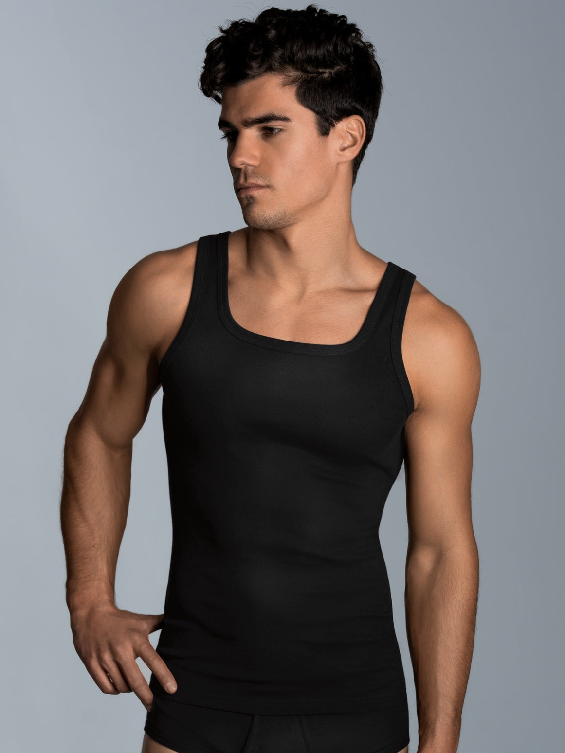 Trigema Premium Organic Cotton Fine Rib Tank-Top | Heavy-Duty Black