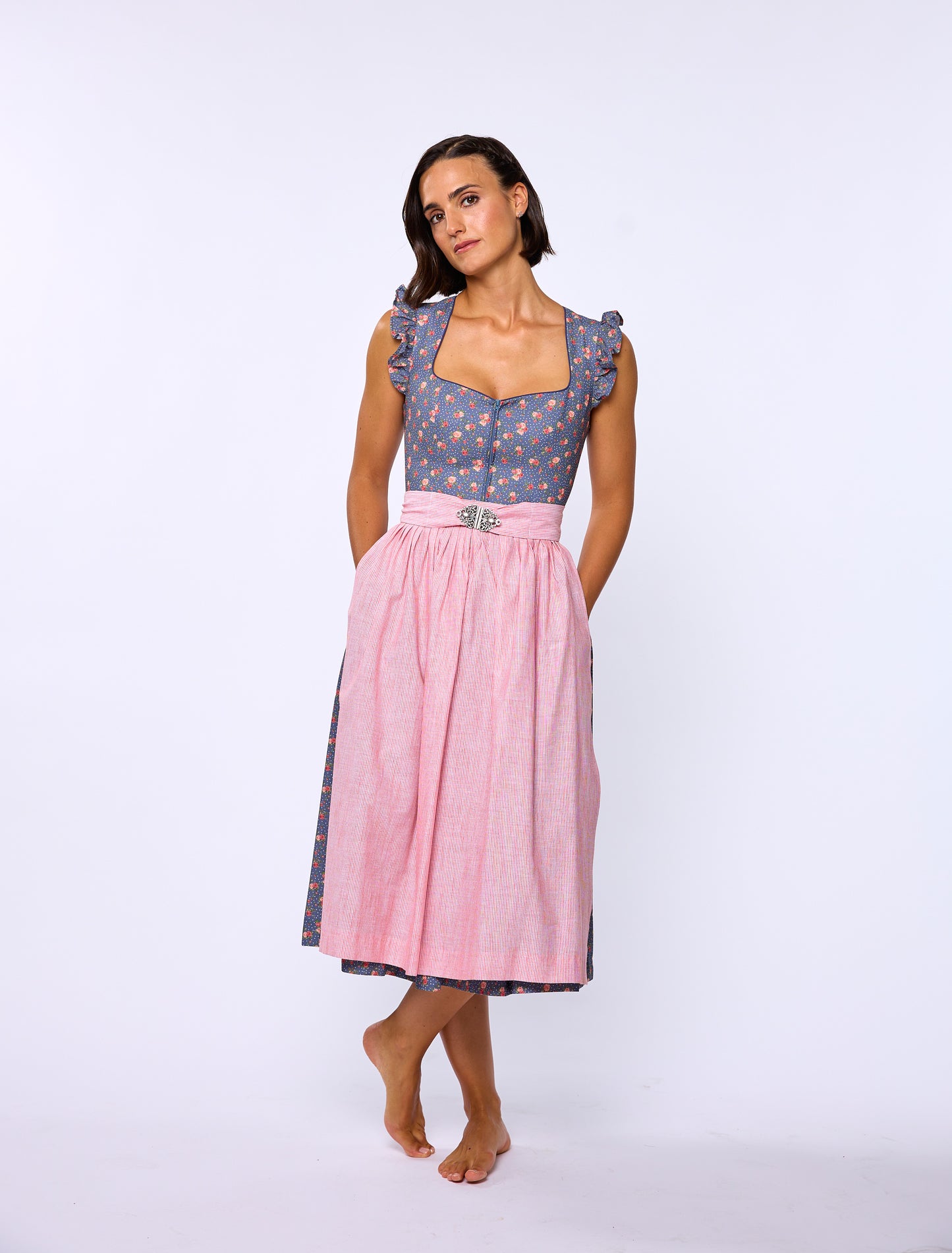 Berwin dirndl Trudi navy blue on model