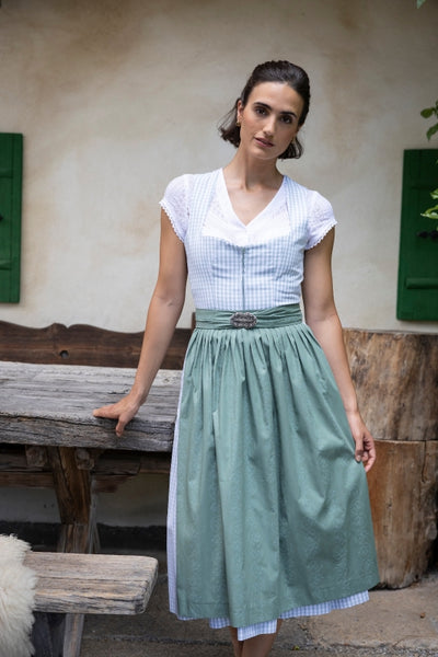 Berwin Long Dirndl 2pcs. 75cm "Terresa" blue/green