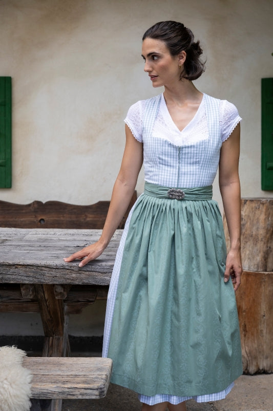 Berwin Long Dirndl 2pcs. 75cm "Terresa" blue/green