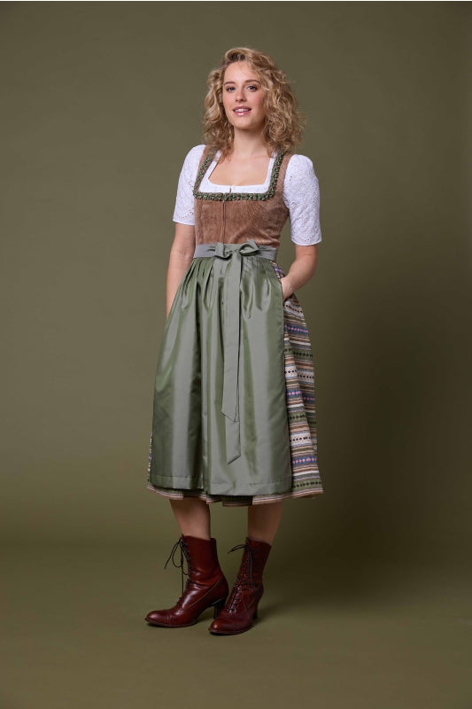 Berwin Thea Long Dirndl, Olive — 75cm 2pc Set