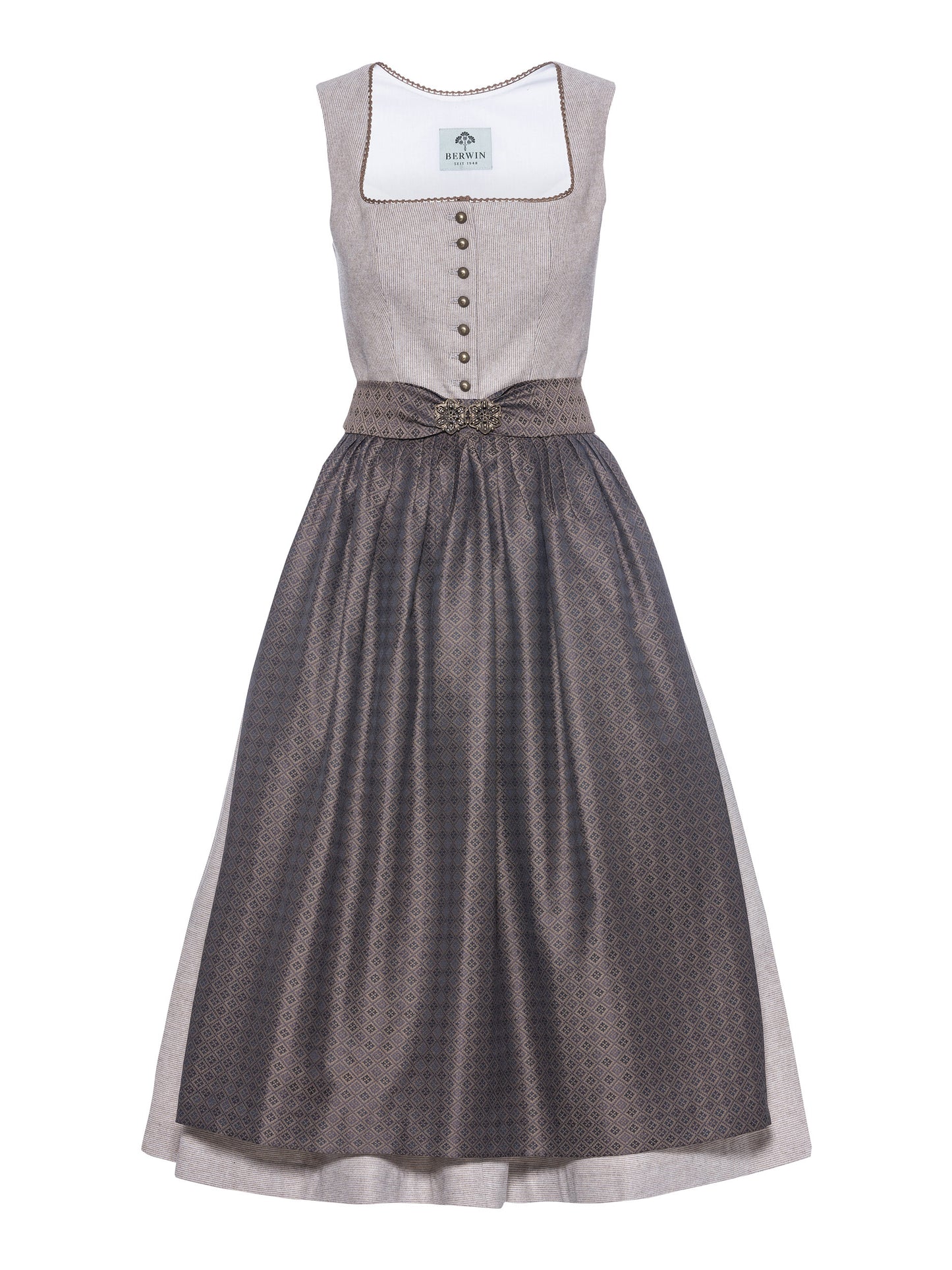 Berwin Maxi Dirndl 80cm Thekla taupe — front
