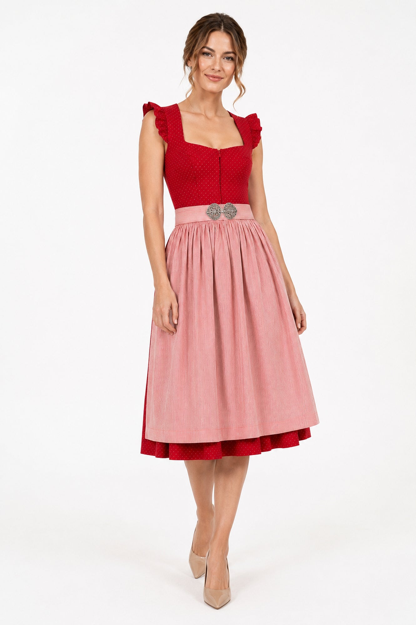 Berwin dirndl Kathi red on model