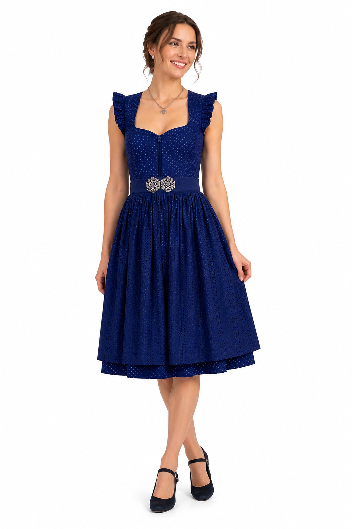 Berwin dirndl Ilse navy blue on model