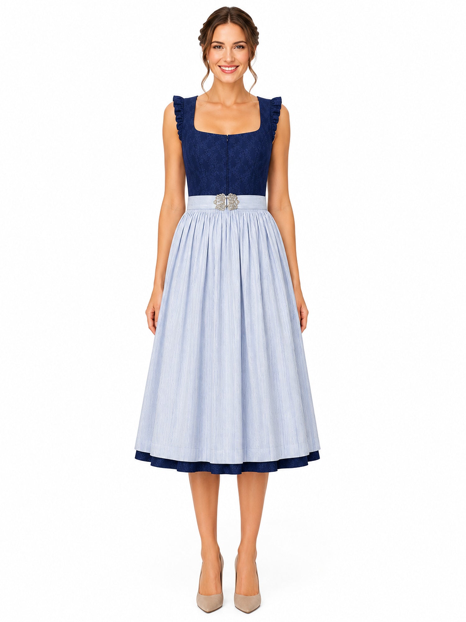 Berwin dirndl Katja navy blue on model