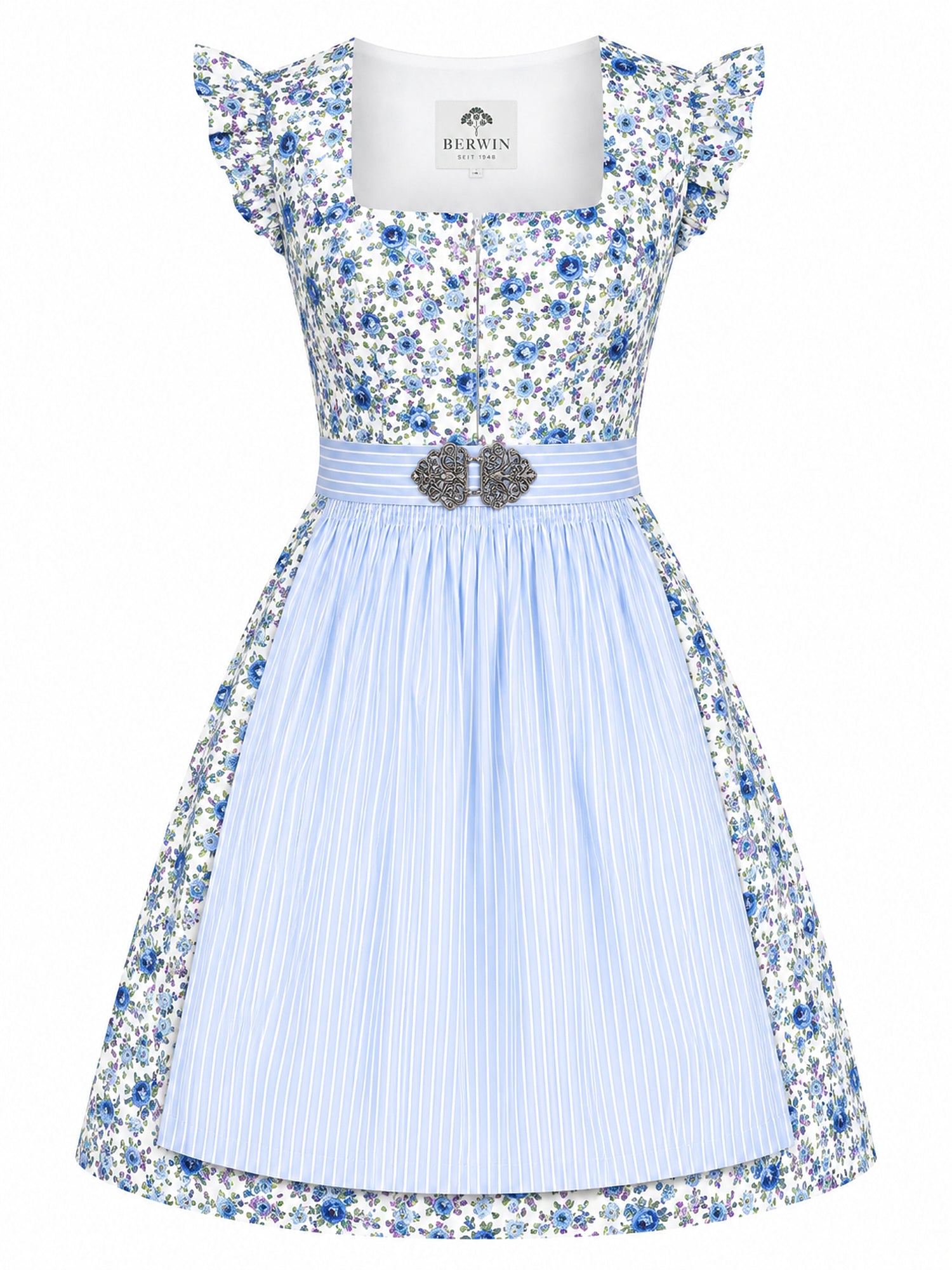 Berwin floral dirndl Malin light blue front