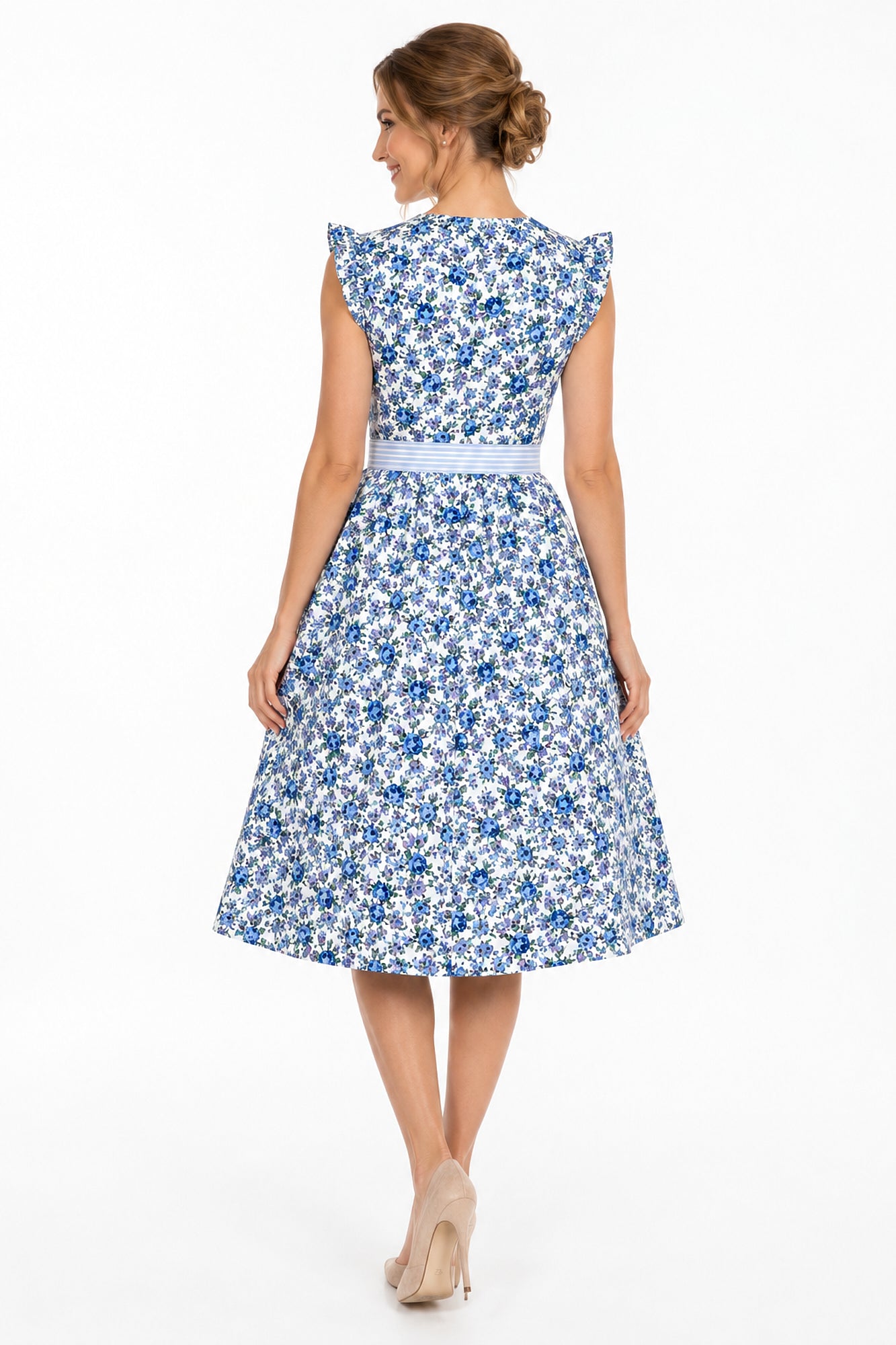 Berwin floral dirndl Malin light blue back view