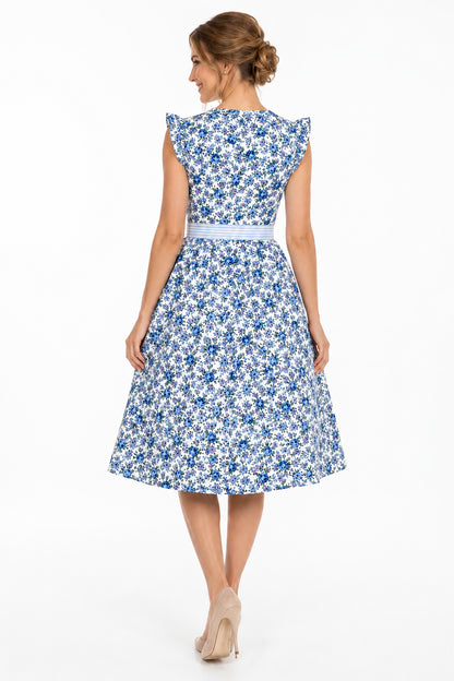 Berwin floral dirndl Malin light blue back view