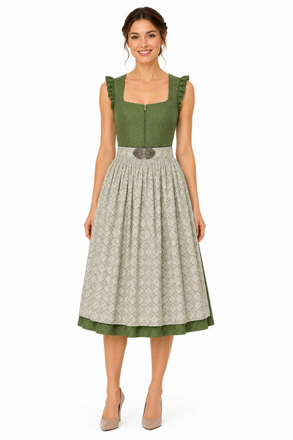 Berwin dirndl Resi olive green on model