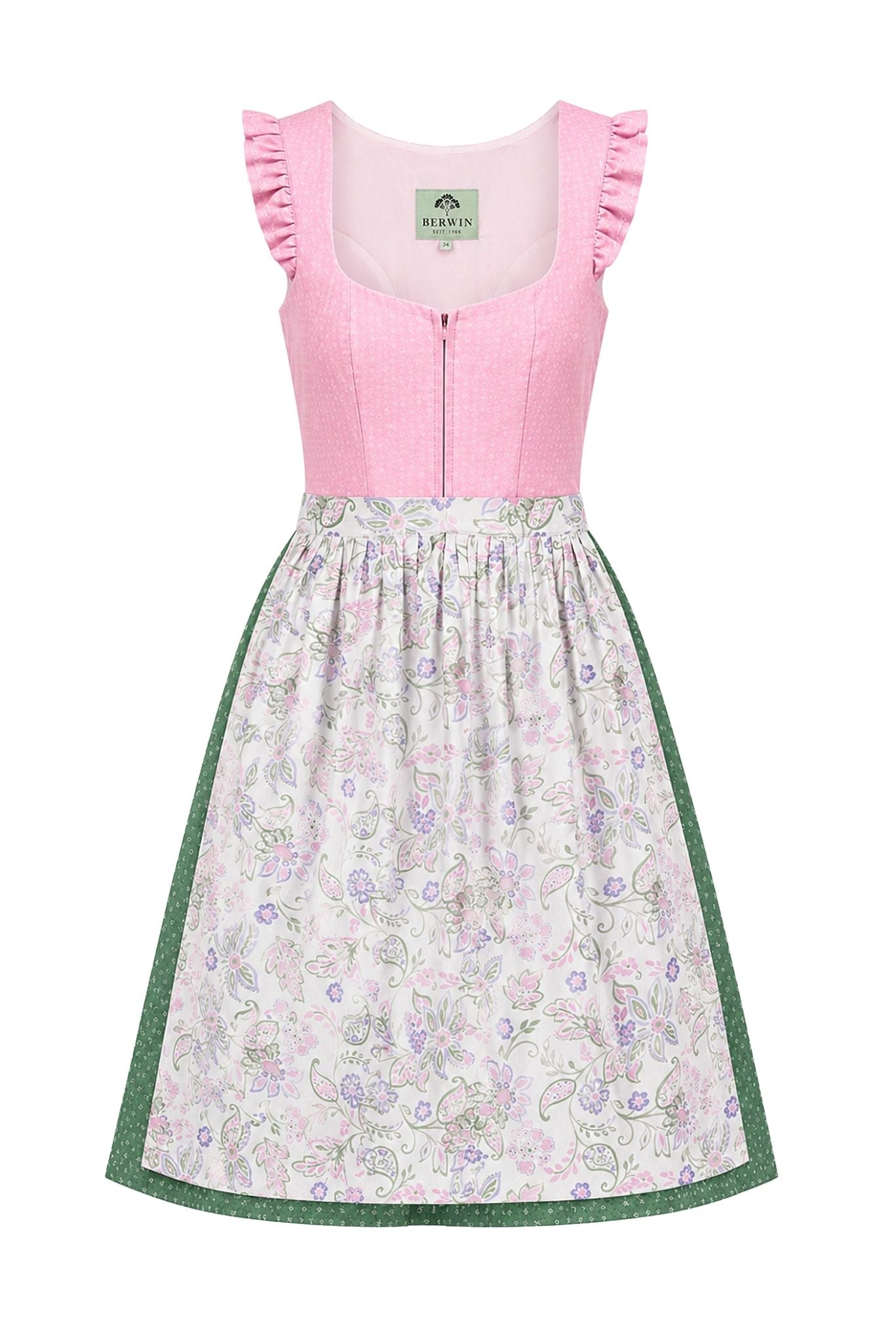 Berwin dirndl Hanne pink floral apron front
