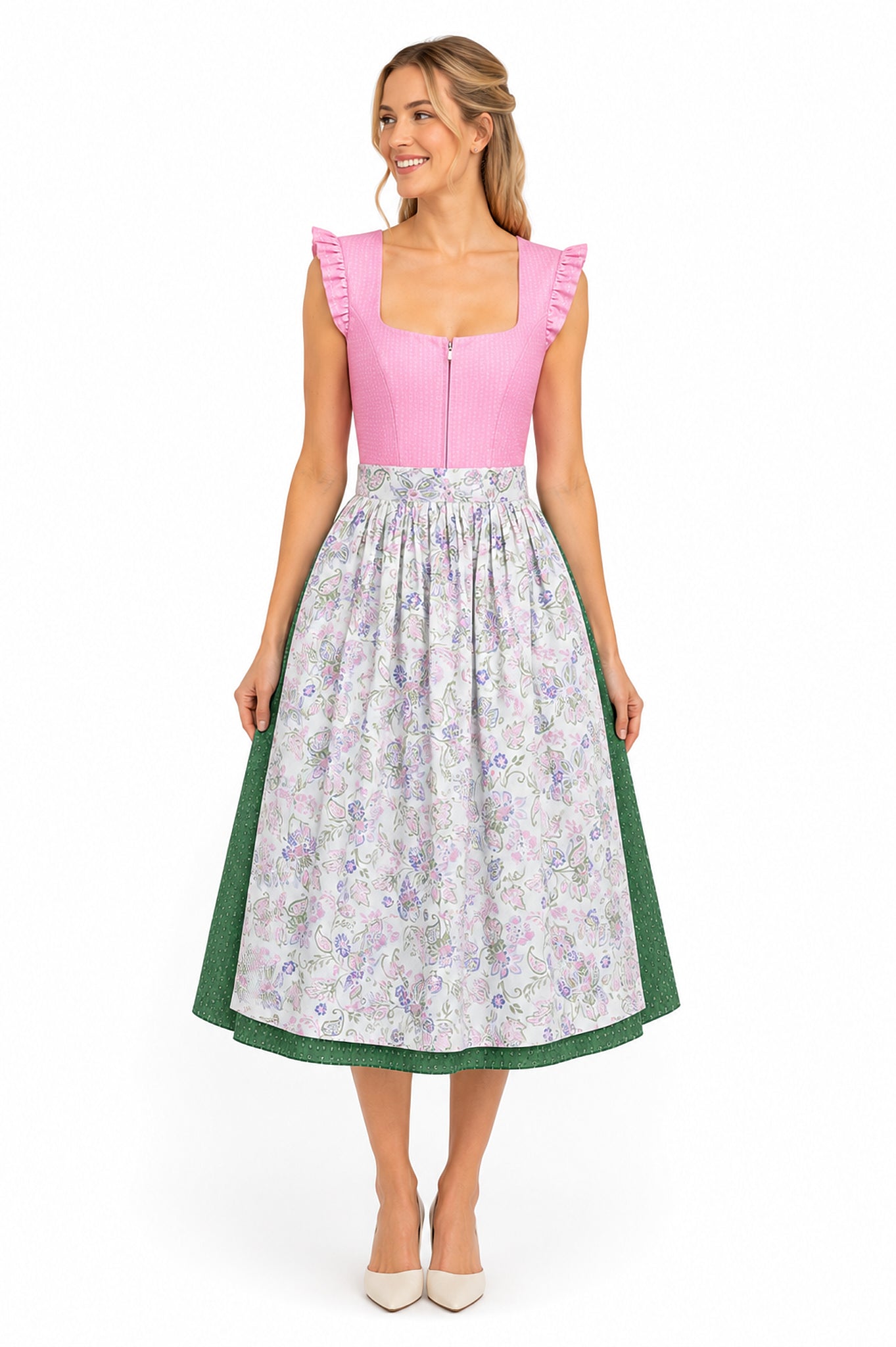 Berwin dirndl Hanne pink on model