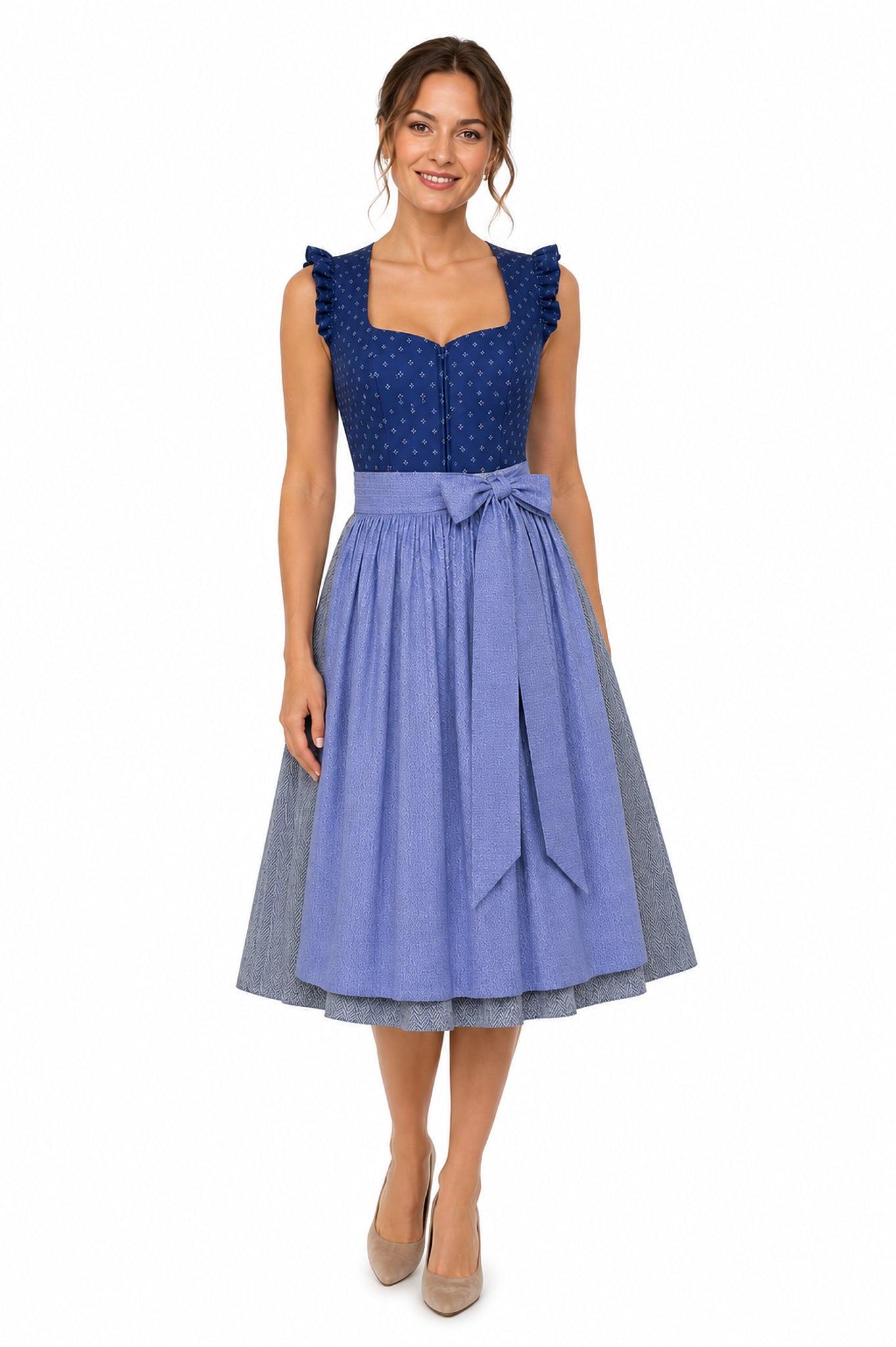 Berwin linen dirndl Sonja navy blue on model