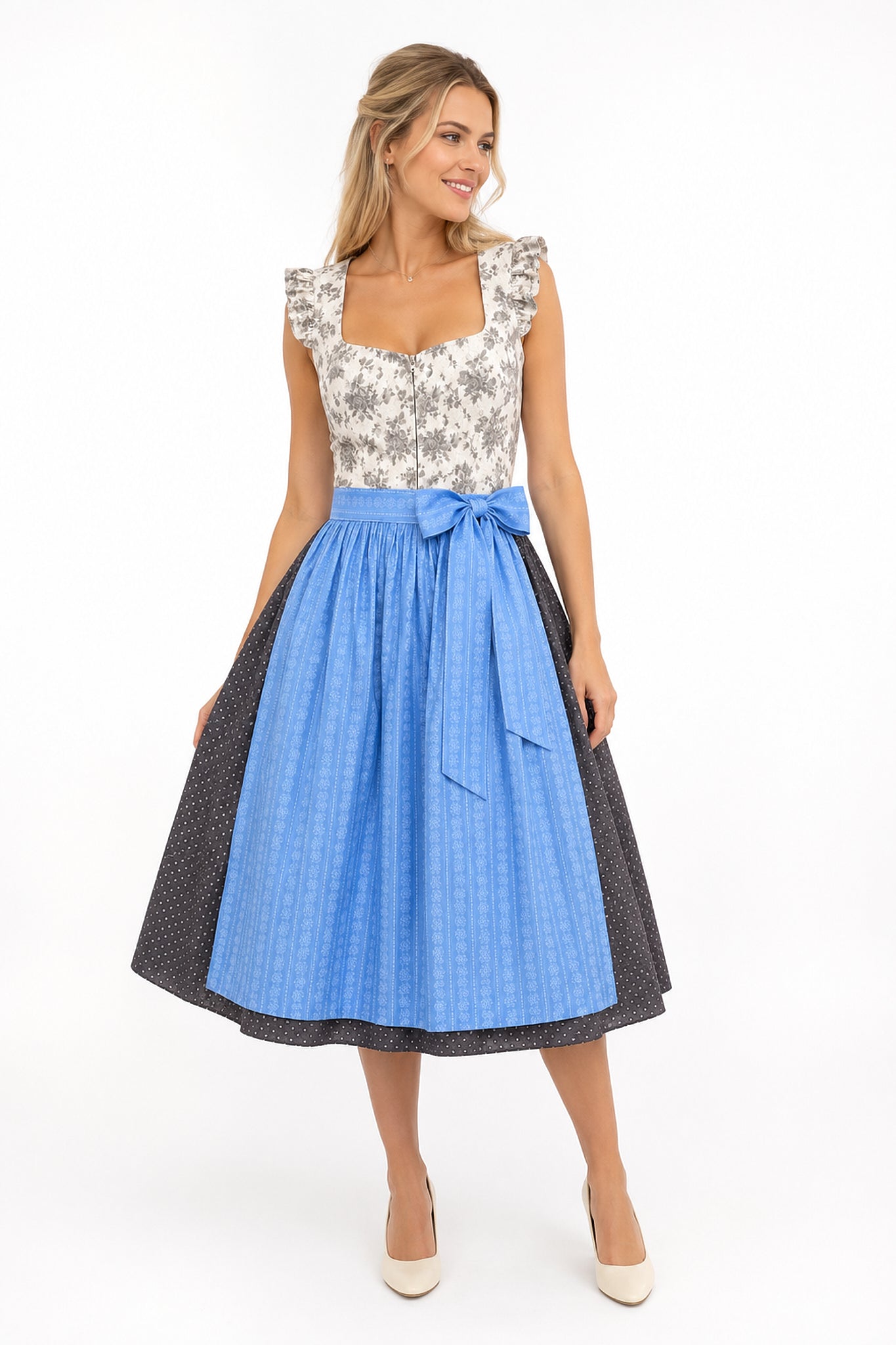 Berwin dirndl Karin silver-grey on model