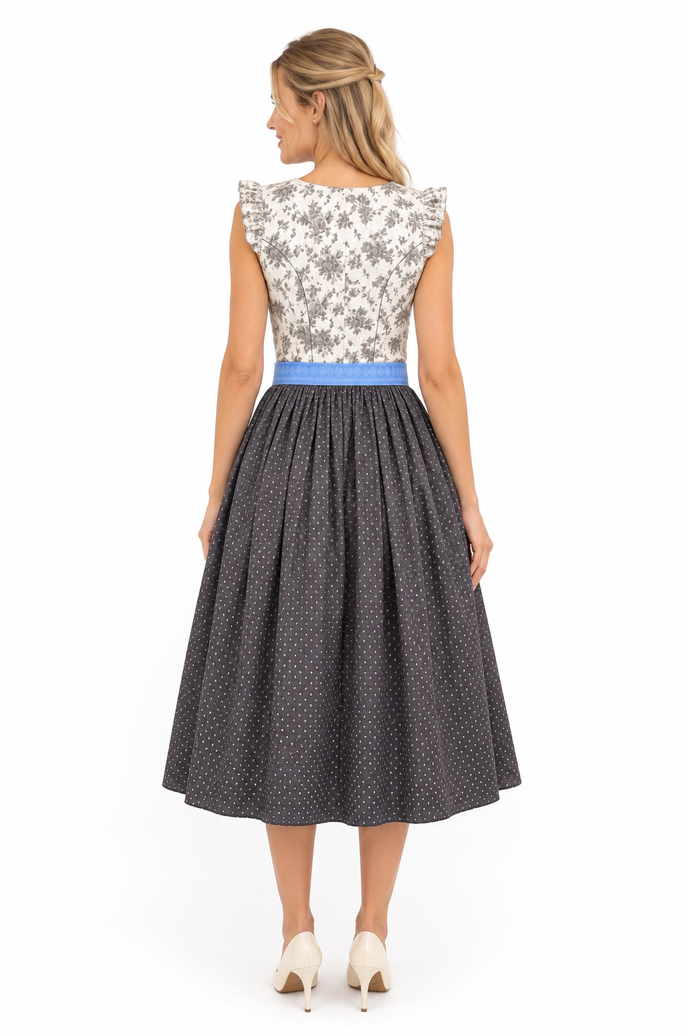 Berwin dirndl Karin silver-grey back view