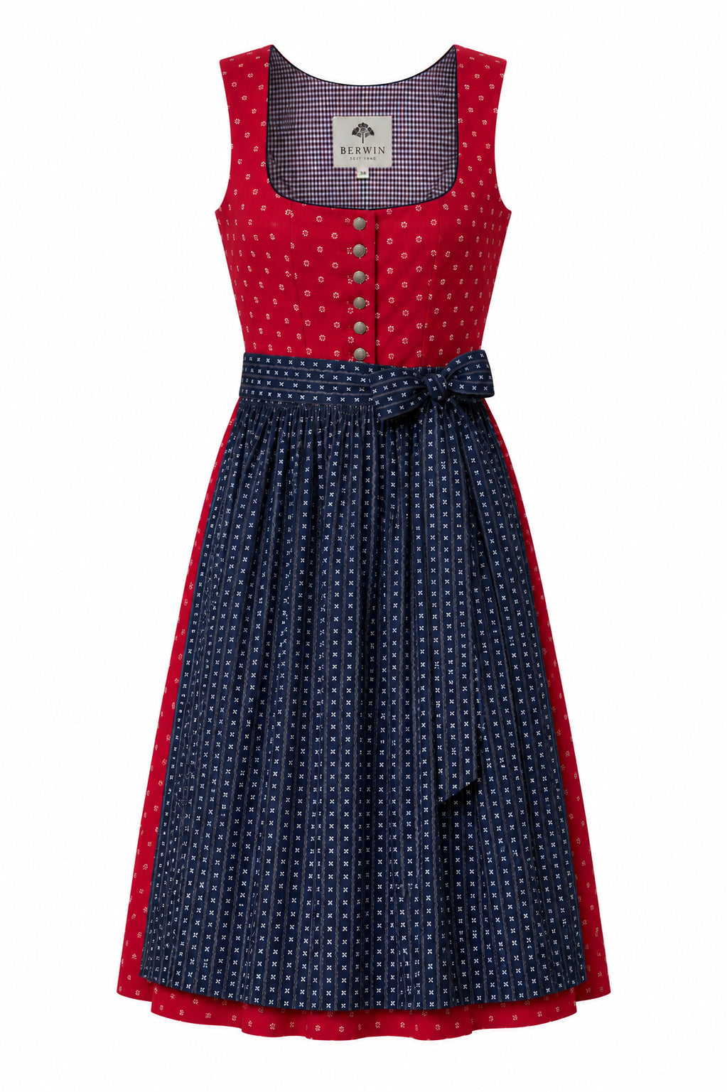 Berwin Long Dirndl 75cm Berta red — front