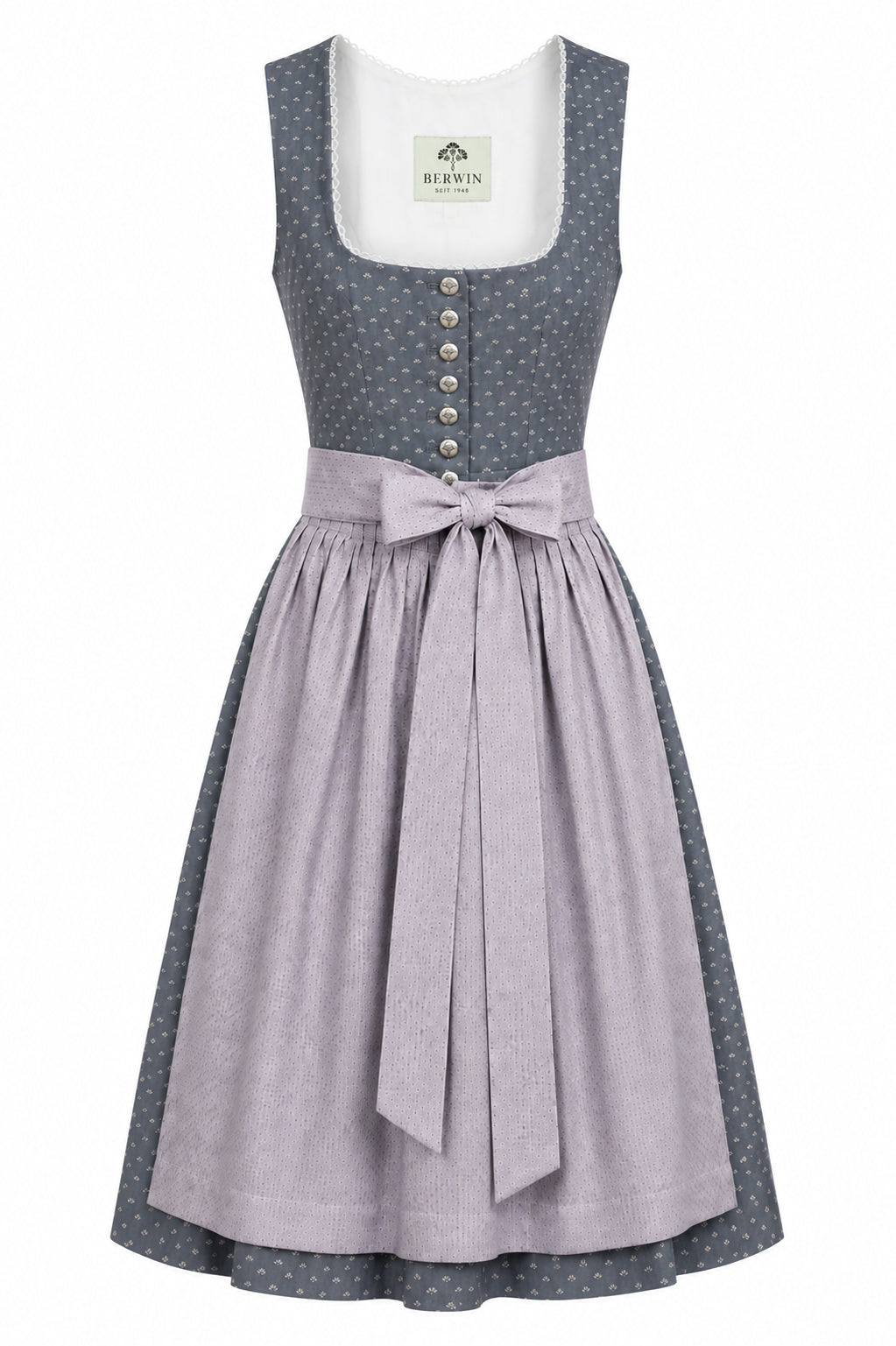 Berwin Long Dirndl 75cm Gisela anthracite — front