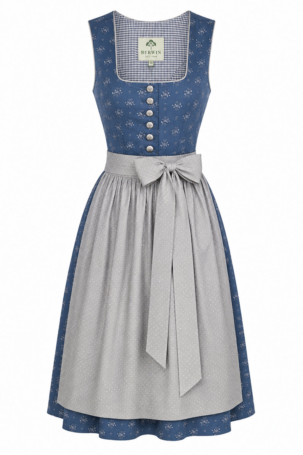 Berwin Long Dirndl 75cm Paula navy blue — front