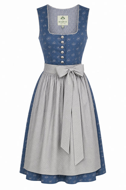 Berwin Long Dirndl 75cm Paula navy blue — front