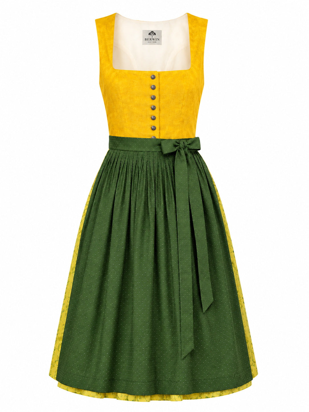 Berwin Maxi Dirndl 80cm Dagmar yellow — front