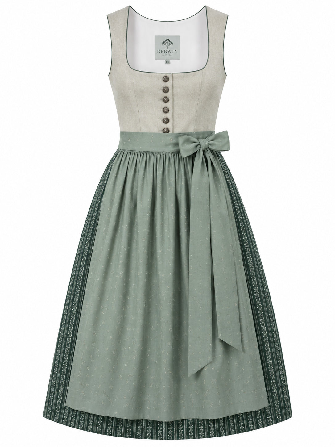 Berwin Maxi Dirndl 80cm Carola sage green — front