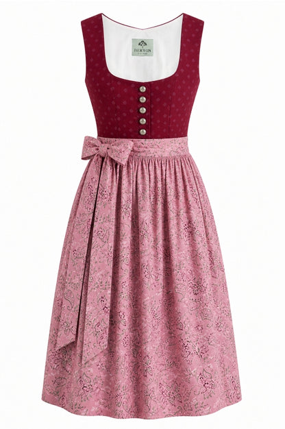 Berwin Long Dirndl 2pcs. 75cm 'Heidi' burgundy