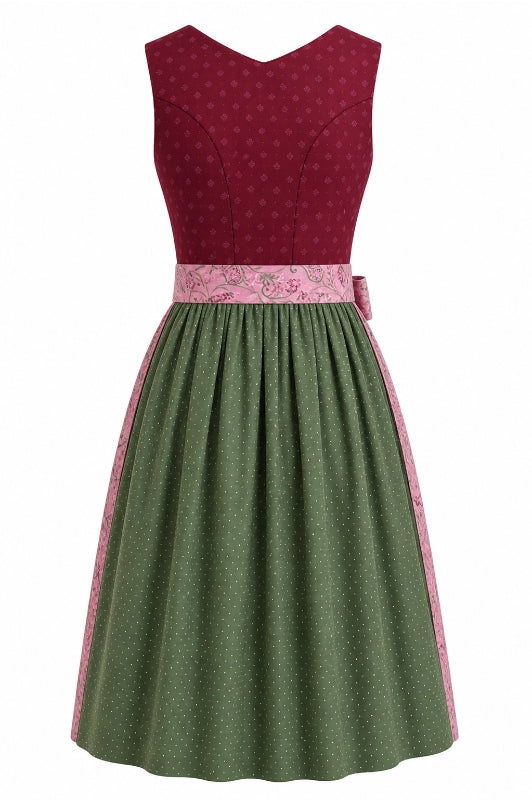 Berwin Long Dirndl 2pcs. 75cm 'Heidi' burgundy