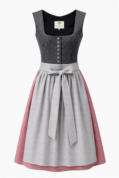 Berwin Long Dirndl 2pcs. 75cm 'Marlene' anthracite