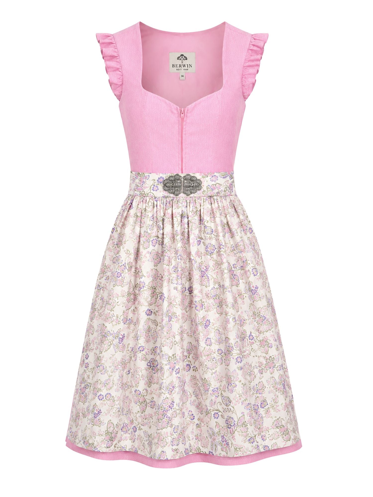 Berwin dirndl Inge pink floral apron front