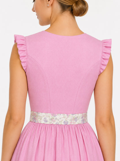Berwin dirndl Inge pink ruffled sleeve detail