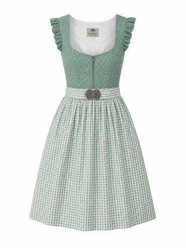 Berwin dirndl Ida sage green gingham apron front