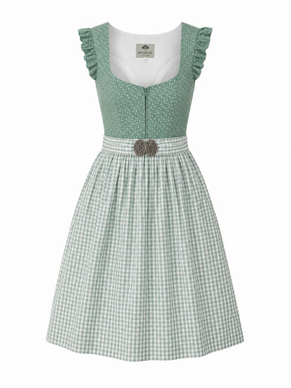 Berwin dirndl Ida sage green gingham apron front