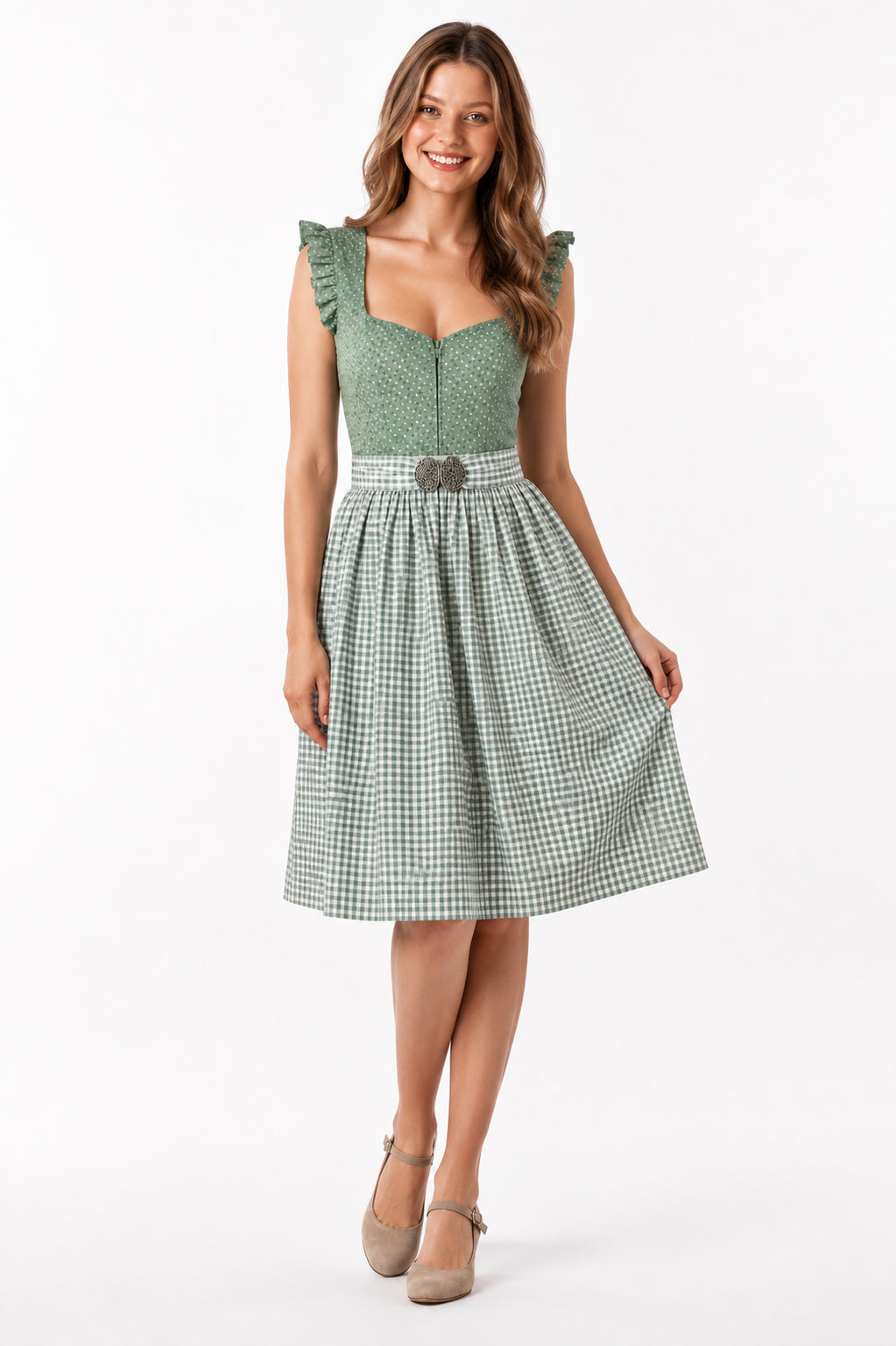 Berwin dirndl Ida sage green on model